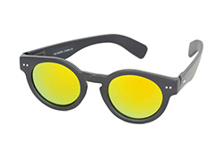 Matta runda solglasögon med gult spegelglas - Design nr. 1129