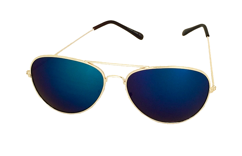 Aviator solglasögon med blått spegelglas