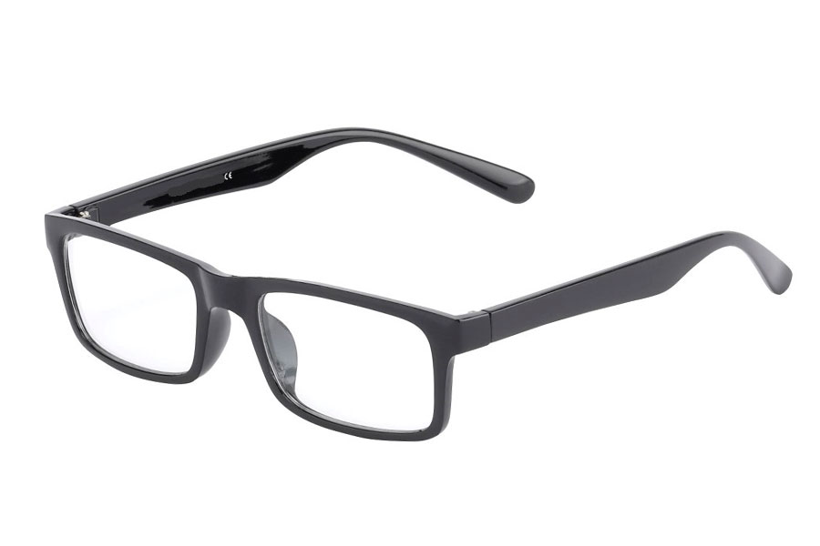Svarta glasögon med klart glas utan styrka