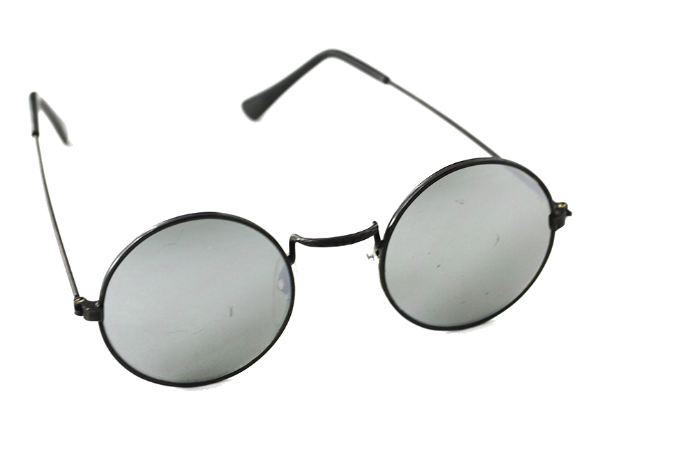 Runda solglasögon i metall med spegelglas