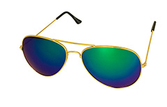 Guldfärgade aviator med grön-blå multiglas - Design nr. 3222