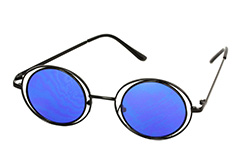 Runda solglasögon i John Lennon-stil med blå glas. - Design nr. 1114
