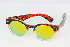 Sköldpaddsfärgade runda solglasögon med gult spegelglas - Design nr. 1131